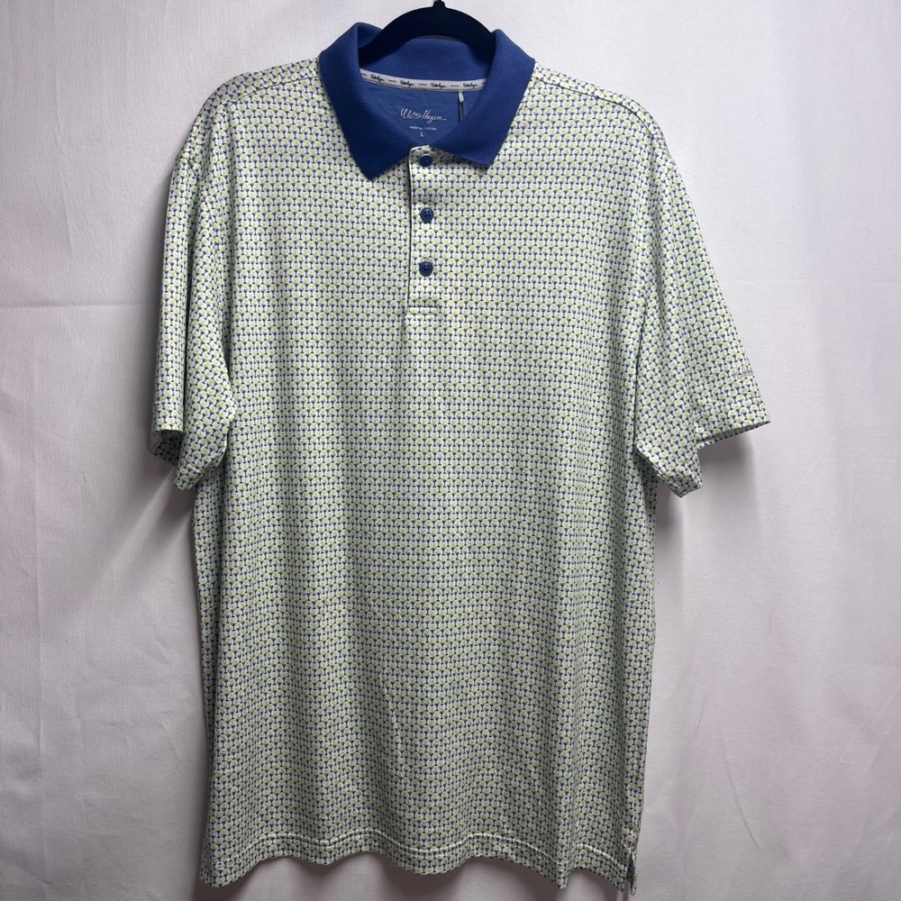 Walter Hagen Mens Clubhouse Golf‎ Polo Martini Print Blue L NWT